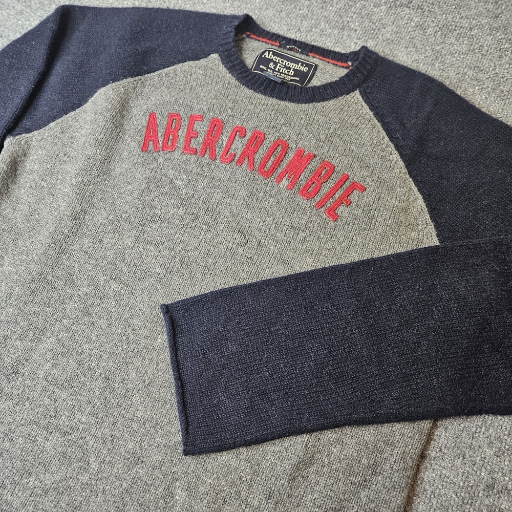 Abercrombie And Fitch Mens Lambs Wool Blend Sweater Patch Letter Size XL